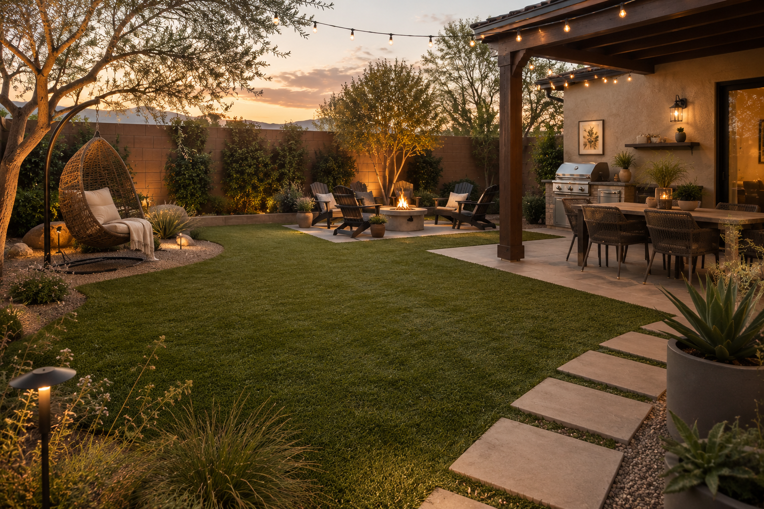 Rebel Trail lawn in a Las Vegas backyard at dusk